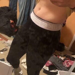 Nike Kids Black Leggings with White Waistband